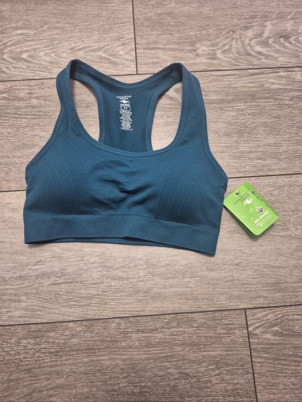 Athletic Works Women's Seamless Medium Coverage Racerback Sports Bra - Teal